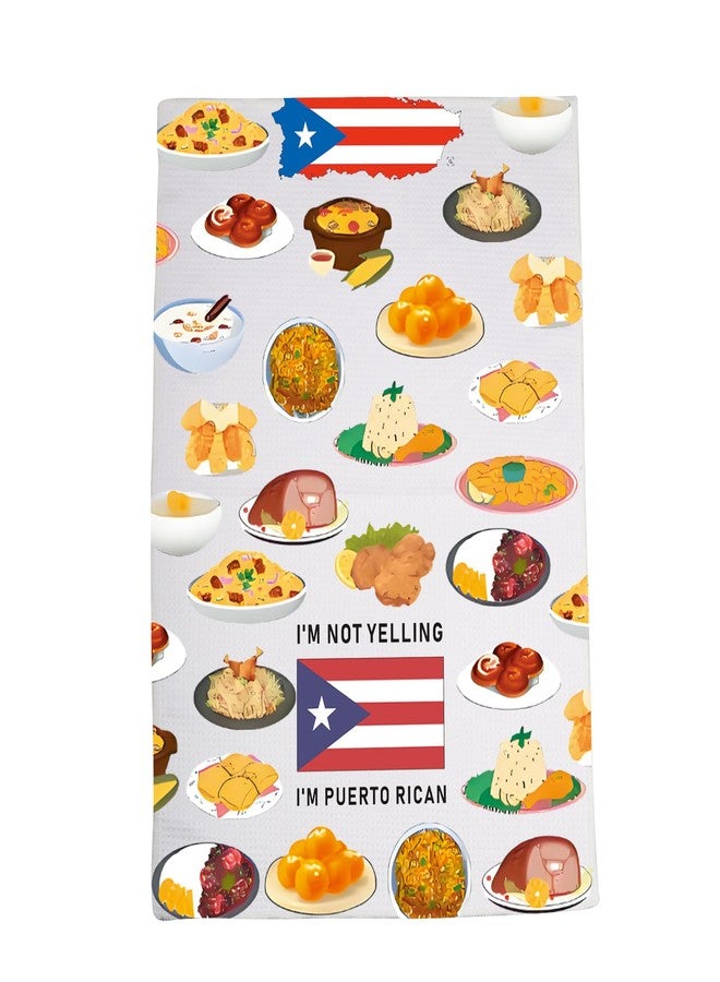 LEVLO Funny Puerto Rico Kitchen Towel Puerto Rican Foods Tea Dish Towel Puerto Rican Root Flag Gifts (I'm Puerto Rican) - Image 1