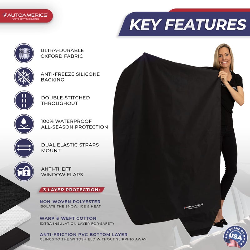 AUTOAMERICS Windshield Snow Cover - Windshield Cover for Ice and Snow - Waterproof Shield Window Protector for Car Truck SUV - Image 2