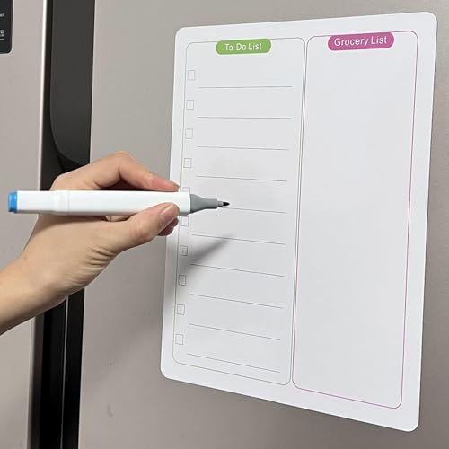 Tusmad Fridge Magnet Notepad with Pen – Magnetic to-Do List & Notes | Reusable Dry-Erase Board 29x21 cm (A5) | Magnet Board for Wall | Tasks, Reminders & Grocery List - Image 1