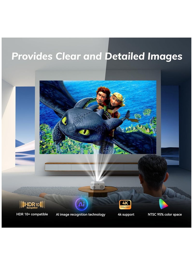 Generic - Projector 4K 【Netflix Certified/Auto Focus】Auto Keystone WiFi Bluetooth Overhead, 25000 Lumen Full HD 1080P Videoprojector, Smart Projector one-click use of Netflix/Youtube - Image 1