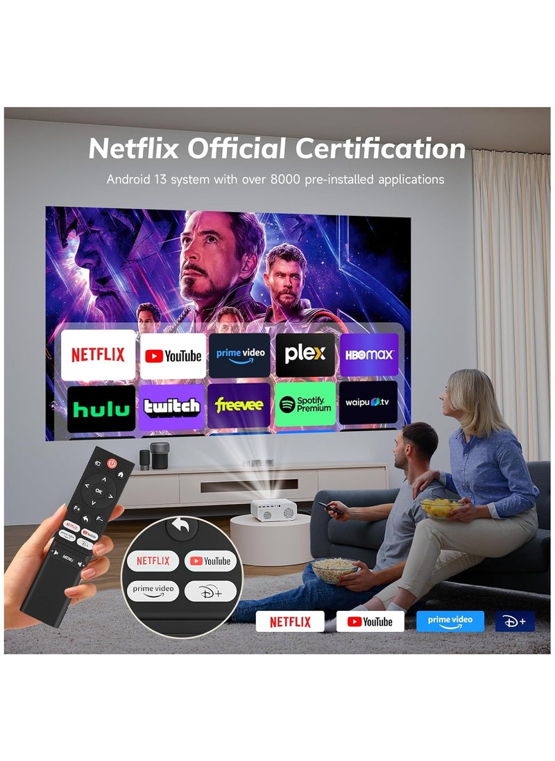 Generic - Projector 4K 【Netflix Certified/Auto Focus】Auto Keystone WiFi Bluetooth Overhead, 25000 Lumen Full HD 1080P Videoprojector, Smart Projector one-click use of Netflix/Youtube - Image 1