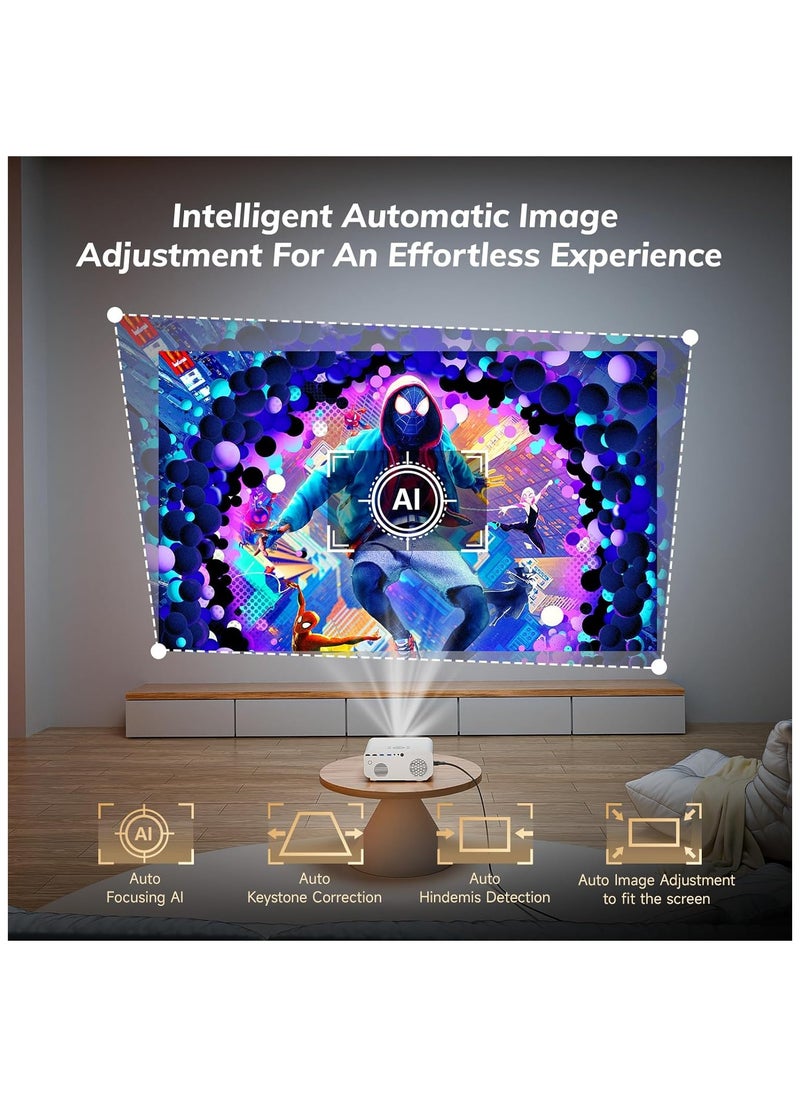Generic - Projector 4K 【Netflix Certified/Auto Focus】Auto Keystone WiFi Bluetooth Overhead, 25000 Lumen Full HD 1080P Videoprojector, Smart Projector one-click use of Netflix/Youtube - Image 1
