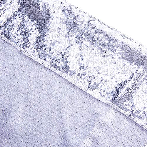 SquarePie Sequin Backdrop Opaque Non-Transparent Background Sparkly Curtain for Wedding Party 8FT x 8FT Silver - Image 5