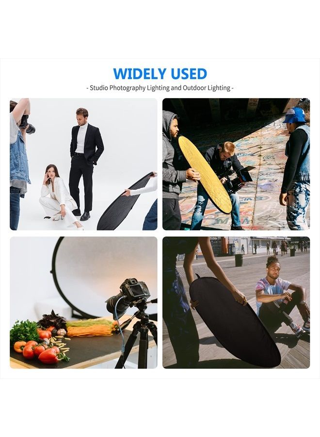 Neewer 5 in 1 Portable Round Collapsible Multi Disc Photography Lighting Reflector 24x36 inches/60x90centimeters with Carrying Case for Photo Studio Shooting - Image 4