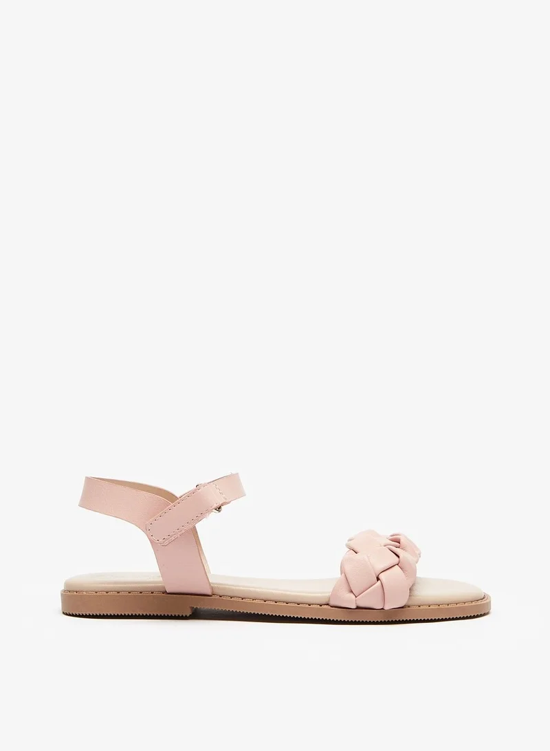 Flora Bella Strappy Flat Sandals with Hook and Loop Closure