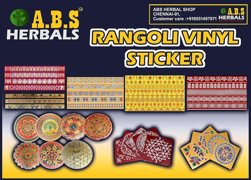 ABS HERBALS Rangoli Sticker kolam Sticker Traditional ArtDesign PVC Self Adhesive Sticker for Pooja Room Home Entrance Wall Tile Floor Meroon Size 2x30Inch MP2PIC Pack of 2 - Image 4