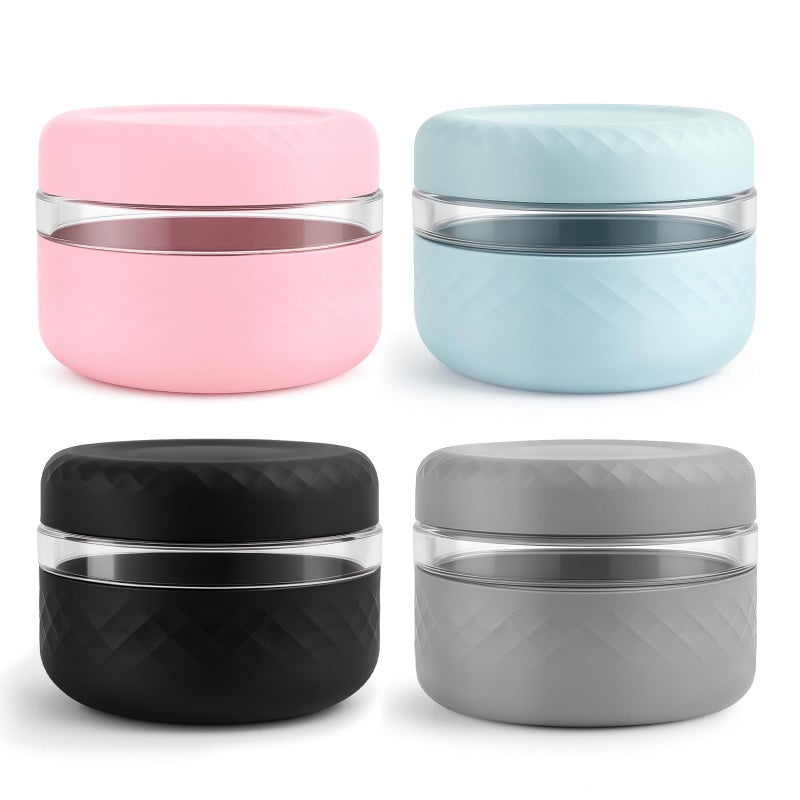 Cafezi 4 Pack 16 oz Glass Lunch Bowl Containers with Lids | Leak & Spill Proof, BPA-Free, Microwave & Dishwasher Safe, Airtight Meal Prep & Food Storage Jar for Lunch, Salad, Soup, Oats, Stew, Yogurt - Image 1