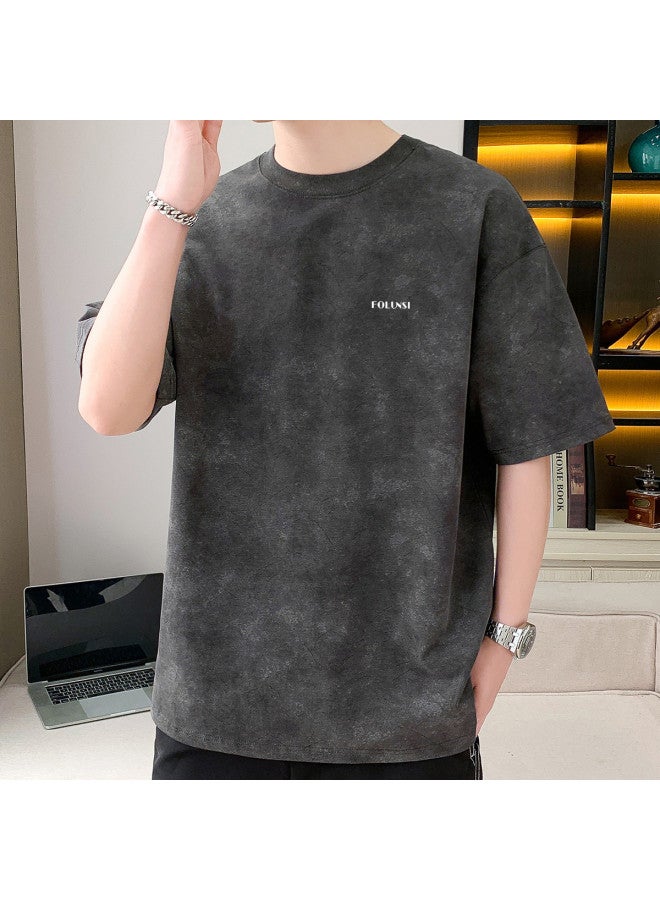 FOLUNSI 2024 Summer Round Neck Tie-dye T-shirt For Men - Loose Fit Casual Tee - Image 3