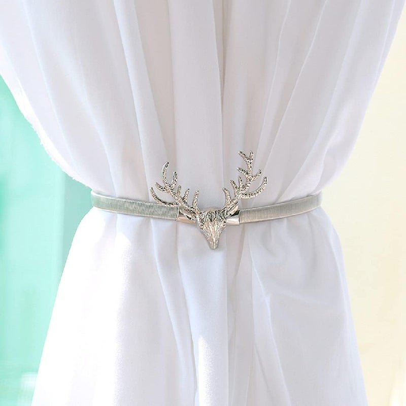 2 Packs Metal Spring Strap Curtain Tieback - Silver - Image 4