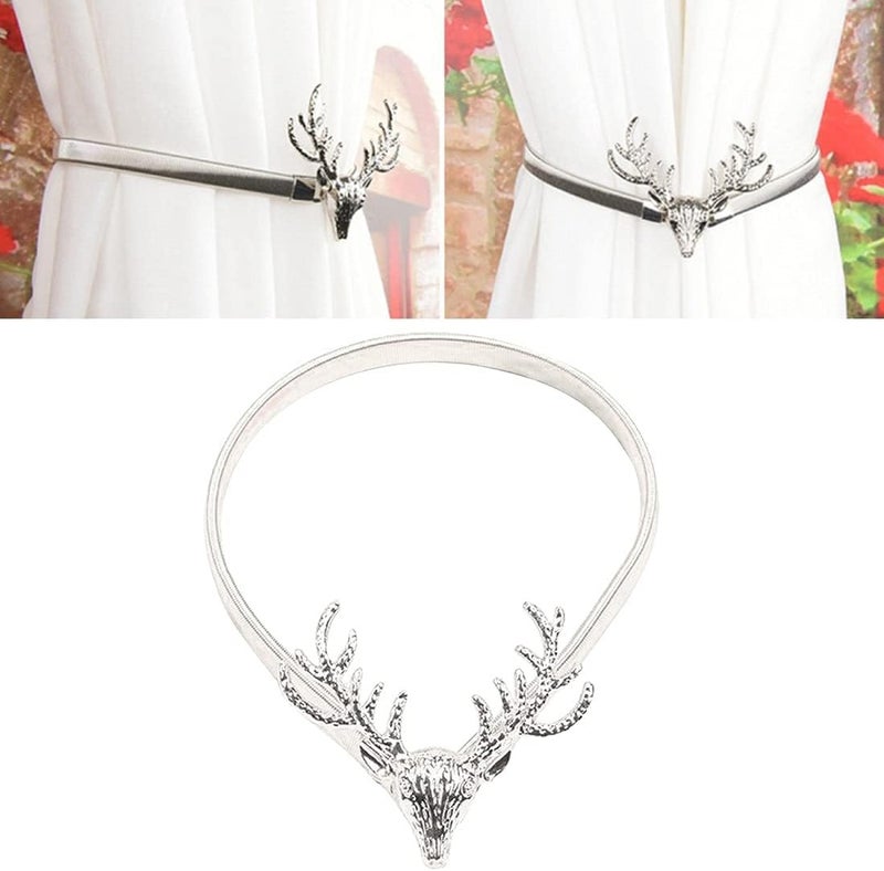 2 Packs Metal Spring Strap Curtain Tieback - Silver - Image 3