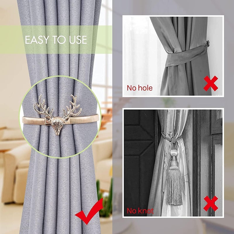 2 Packs Metal Spring Strap Curtain Tieback - Silver - Image 5