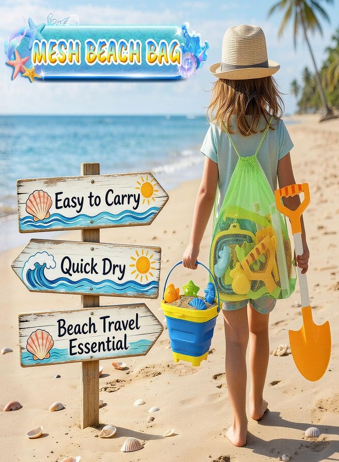 HUITEM Beach Sand Toys for Kids with 20 in Long Beach Shovels, 2 Collapsible Bucket, Sand Castle Building Kit, Sand Molds, Mesh Bag, Travel Sandbox Toys Beach Essentials for Kids Age 3-10 - Image 5