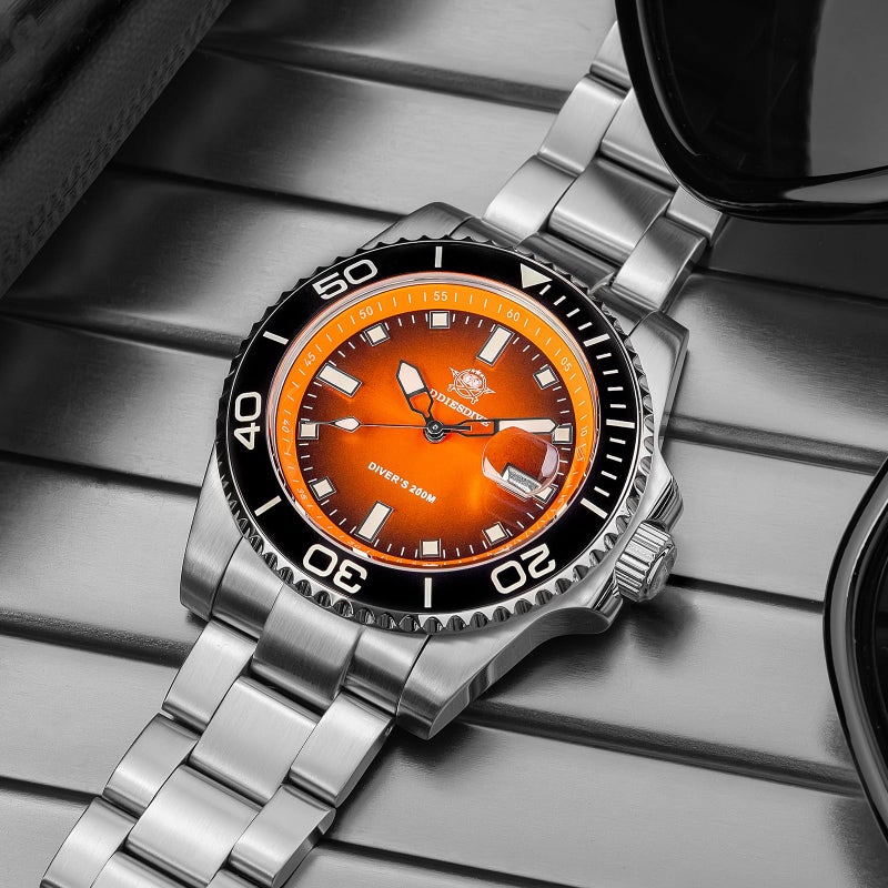 ADDIESDIVE Diver Watches for Men 41 MM Quartz Underwater Sports Watch Easy to Read Dial 200 M Waterproof BGW9 Luminous Analog Orange Gradient Dial - Image 4