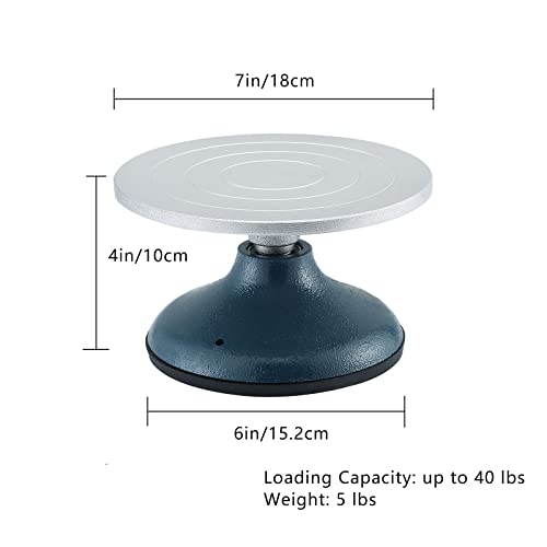 MYFULLY 7'' Diameter Sculpting Pottery Wheel | Heavy Duty Cast Iron Metal Pottery Decorating Banding Wheel with Non-Skid Rubber Boot & Ball Bearings (7" Diameter) - Image 2