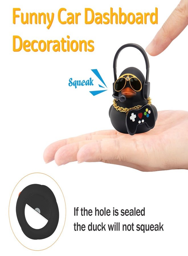 wonuu Mini Rubber Ducks for Car Dashboard, Cute Ducky Car Interior Decoration Accessories with Headset, Necklace, Sunglasses (Hip-Hop-Yellow) - Image 4