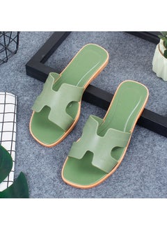 Generic Summer Slippers Women Casual Beach Non-SlipSolid Letters Green Solid Letters Green 