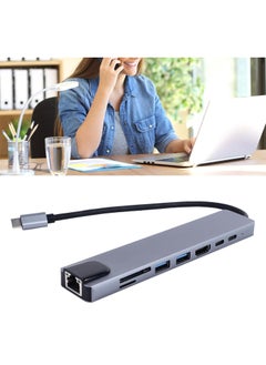 Generic 8 in 1 Multiport USB C Hub Adapter with HDMI, USB 3.0, Memory Card Slot and High Speed ​​RJ45 Port for PC, Laptop, Mobile  - Image 2