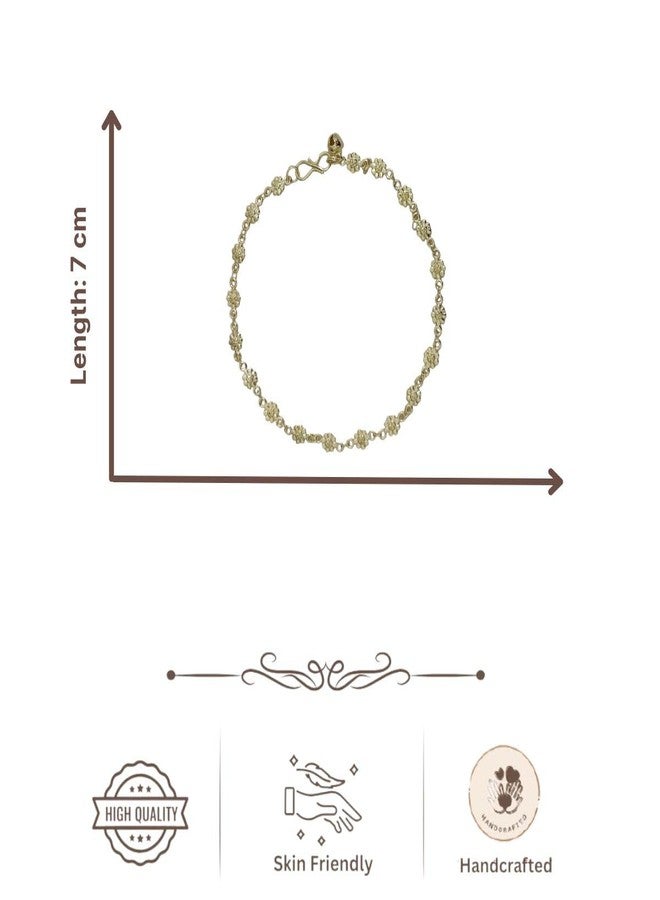ACCESSHER Women's & Girls Gold-Tone Floral Charm Anklet with Adjustable Chain Traditional Ghungroo Payal, Pajeb, Ankle Chain, Leg Chain Fashion Foot Jewellery for Gift - Image 5