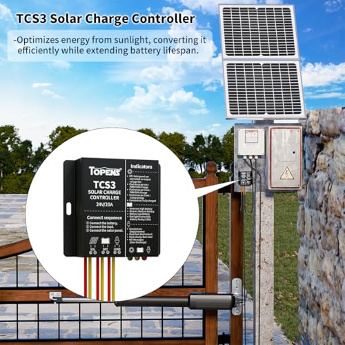 TOPENS TCS3 Solar Charge Controller Waterproof Solar Panel Battery Regulator for Solar Automatic Gate Opener, Boat, Yacht, RV, Caravan, Golf Car, Street Lamp, Garden Light and Farm Equipment - Image 2