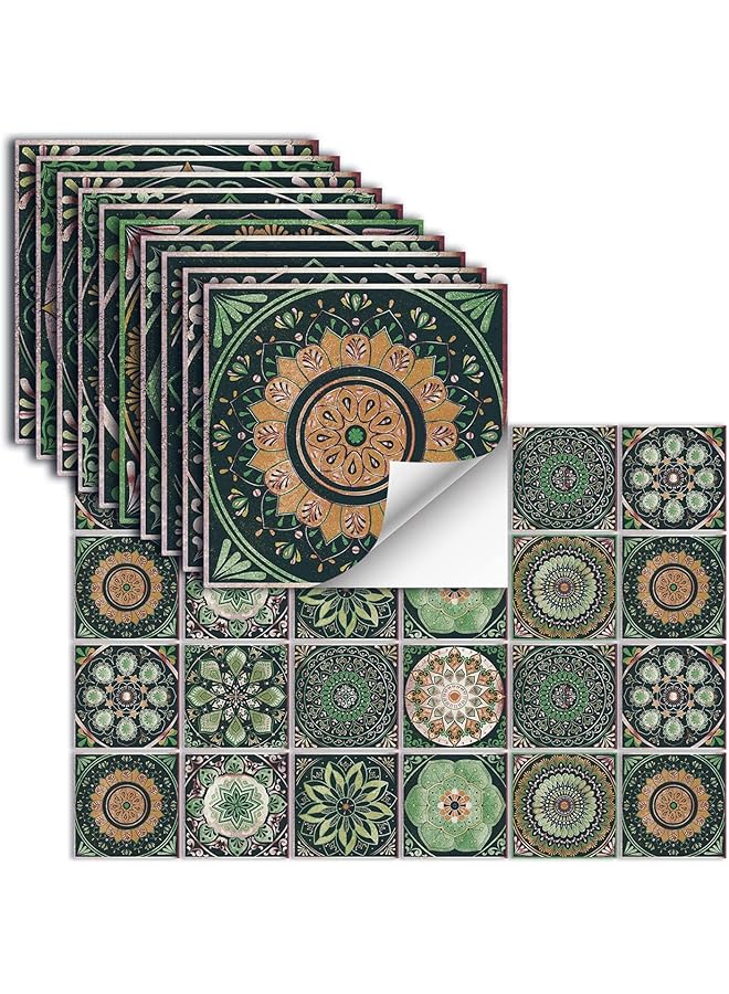 إيروريكس 24 قطعة 10*10 سم قشر ولصق ملصقات الحائط بلاط لامع ملصقات الحائط بلاط مقاوم للماء والزيت ملصقات قابلة للإزالة للحمام والمطبخ وخزانة الملابس وأثاث الحمام والسلالم - Image 1