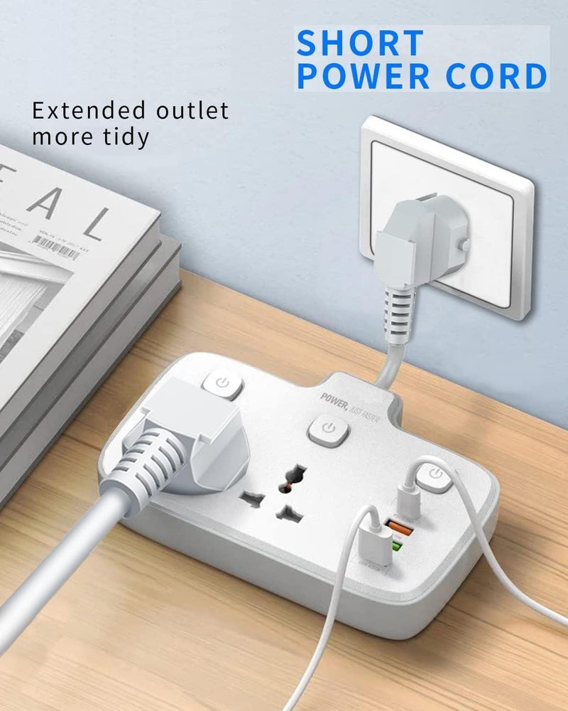 CARE CASE JTP3611 2500W 10A شريط تمديد كهربائي مع 2 مقبس طاقة نوع C PD 30 منفذ USB سريع 10 A مقبس ثلاثي الدبابيس - Image 2