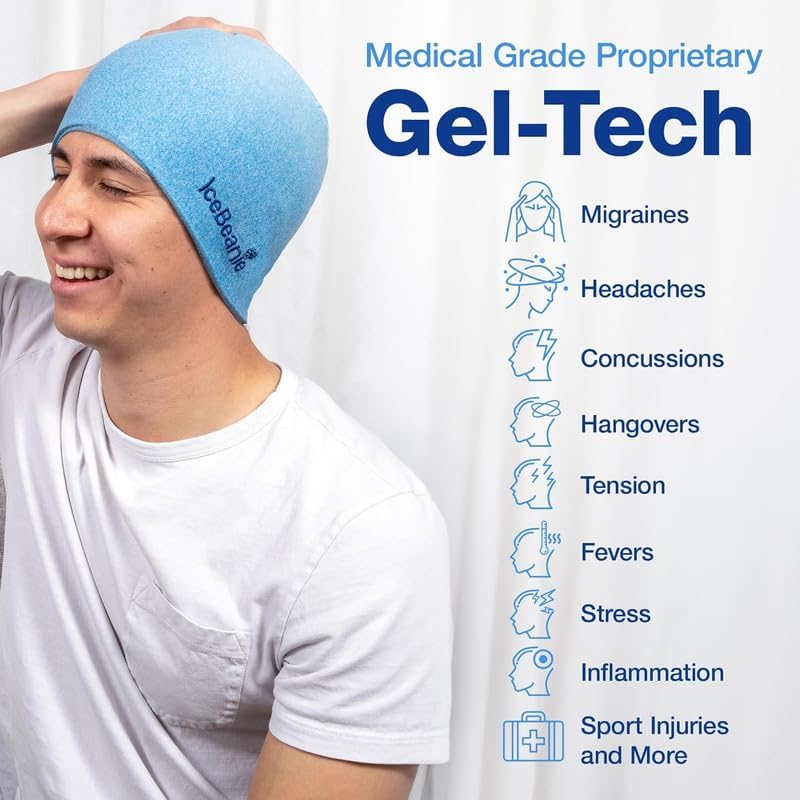 IceBeanie Migraine Relief Cap, As Seen on Shark Tank, Extended Cooling Gel Headache Relief Cap, Tension & Hangover Hat, Cold Headache Hat Mask, Head Ice Pack - Image 2