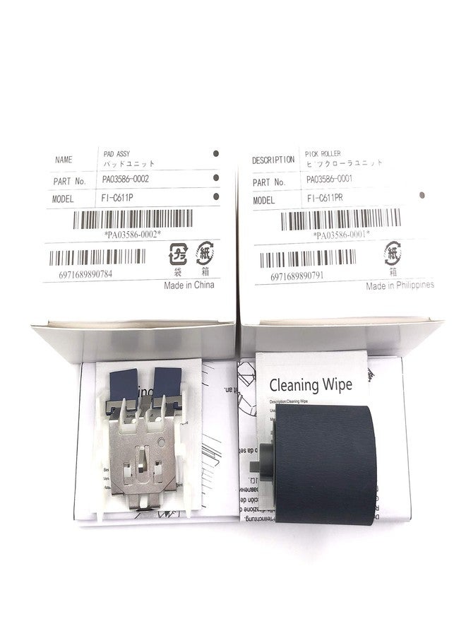 أوكليلي مجموعة أوكليلي 1SET X PA03586-0001 PA03586-0002 مجموعة مواد استهلاكية بكرة التقاط + وسادة تجميع بكرة التقاط وسادة فصل متوافقة مع فوجيتسو S1500 S1500M fi-6110 N1800 - Image 2