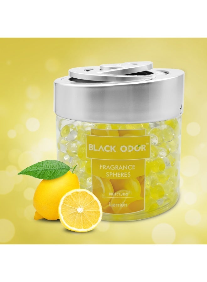 BLACK ODOR BO-10 Car Air Freshener Fragrance Spheres Lemon 130g Long Lasting Gel Perfume for Car Dashboard Cup Holder Home Office Use - Image 1
