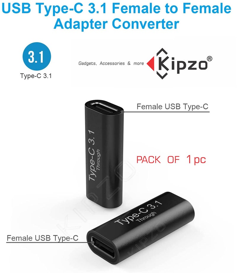 KIPZO® C to c Jointer, Type c Coupler Female to Female Type c Extender c to c Female Coupler Relay Adapter, USB 3.1 Type-C Adapter Extension Connector Joiner for Laptop & Tablet & Mobile Phone - Image 3
