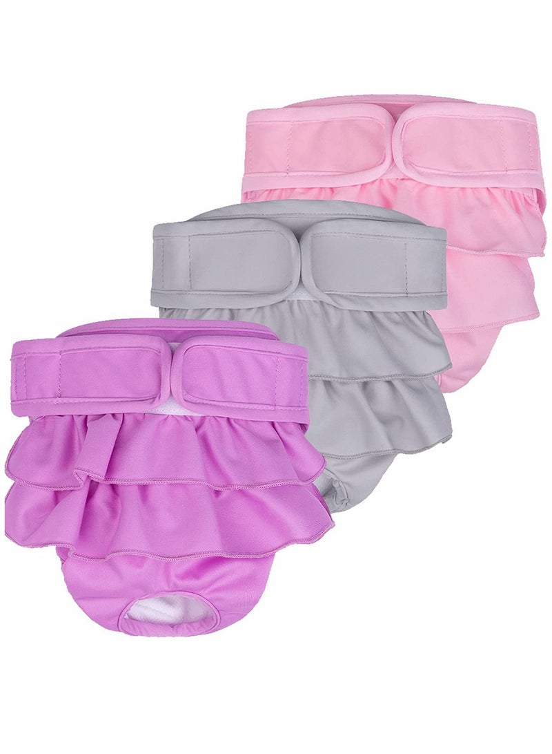 سيوسي حفاضات الكلب حفاضات الكلب العاهرة ماصة عالية الحرارة الملابس الداخلية الكلب قابلة لإعادة الاستخدام قابل للغسل حفاضات الكلب العاهرة حزمة كبيرة 3 قطعة ( مسحوق الأرجواني الرماد ) - Image 1