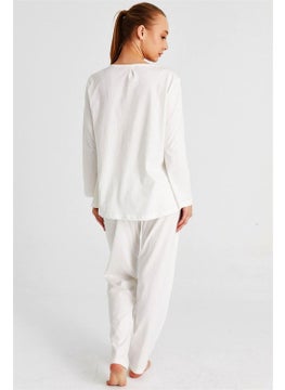 Magic Form Women's Ecru Cotton Long Sleeve Maternity Pajama Set 17108  - Image 5