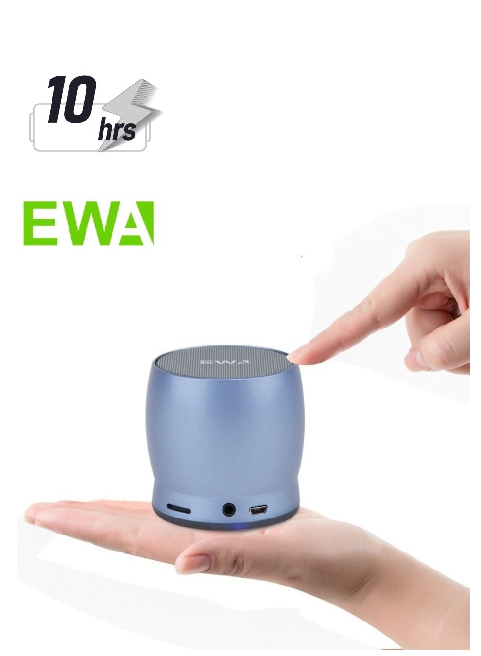 EWA A150 Portable Mini Bluetooth Speaker Wireless Hifi Stereo Strong Bass Music Boom Box Metal Subwoofer, Support Micro SD Card & 3.5mm AUX (Blue)