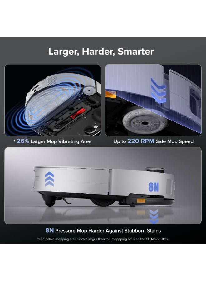 roborock Saros 10 White Robot Vacuum and Mop 22000Pa Suction AI Obstacle Avoidance 3.14-inch Ultra Thin Intelligent Dirt Detection - Image 5