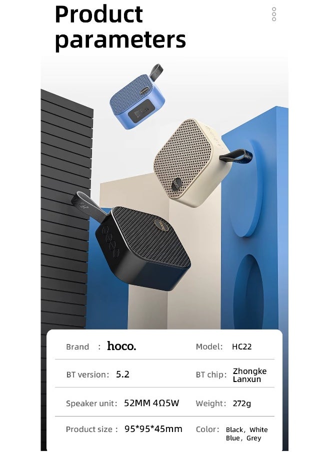 HOCO HC22 Wireless Bluetooth Speaker High Quality Auspicious Outdoor Portable Mini Audio 1200mAh Speaker Cai De Som Support TF Card / FM / TWS