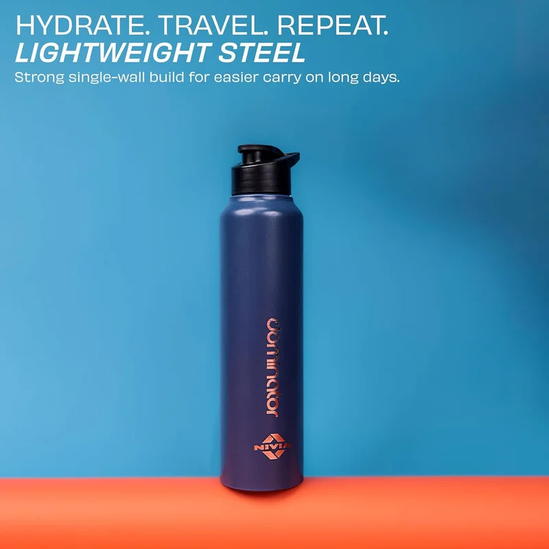 نيفيا Nivia Dominator 750ML Stainless Steel Water Bottle - Durable, Leak-Proof, Easy Grip, Navy Blue