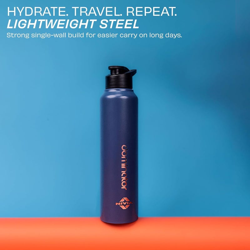 Nivia Dominator 750ML Stainless Steel Water Bottle - Durable, Leak-Proof, Easy Grip, Navy Blue - Image 2