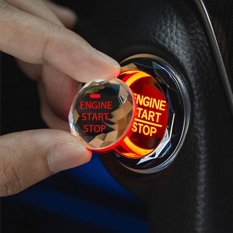 Car Engine Ignition StartStop Button CoverCar Ignition Button Decorative Ring StickerCrystal Start Button Ignition Protection CoverCar Internal Protection Switch Button CoverRed