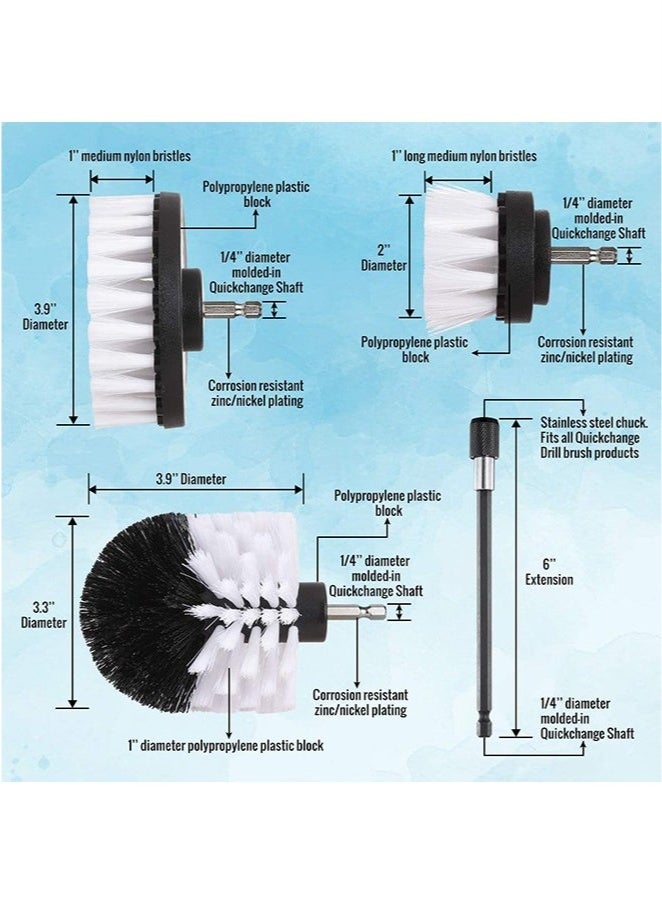 BAEKO Soft White Drill Brush Attachment Set - Car Interior Detailing Kit, All Purpose Power Drill Brush with Extend Attachment for Car, Boat, Seat, Carpet, Upholstery, Bathroom, Grout, Floor and Tile - Image 3