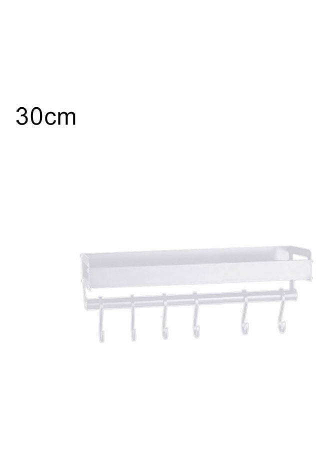 NIBEMINENT Kitchen Spice Bottle Storage Wall Rack with Hooks White