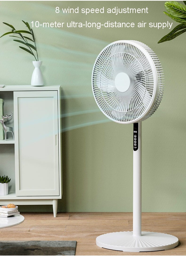 Rewell 16-Inch Ultra-Quiet Floor Fan with Remote Control, Floor Fan, Table Fan, 5 Blades, 9-Hour Timer, 10-Meter Ultra-Wide-Angle Air Supply, 8 Wind Speeds, Easy to Clean, 40w Power, 410*1120 Mm, White  - Image 3