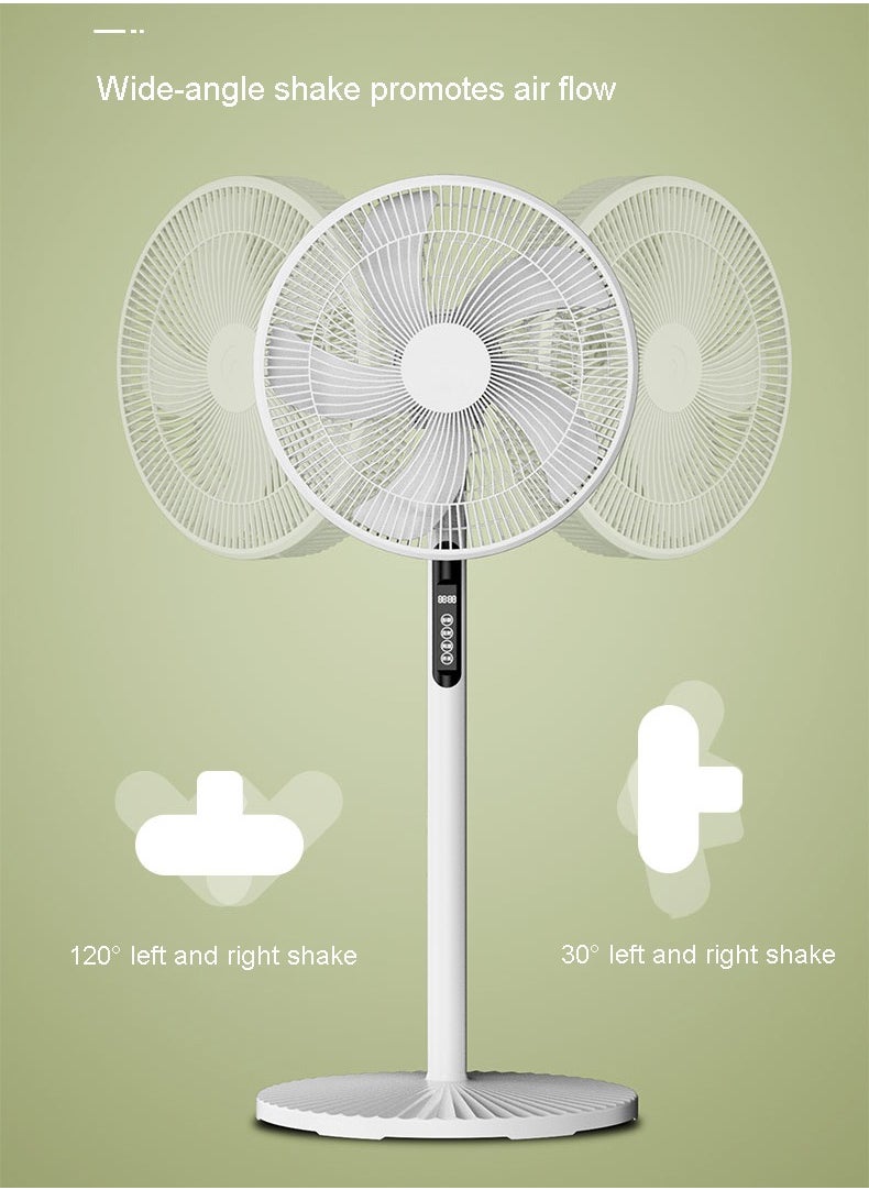 Rewell 16-Inch Ultra-Quiet Floor Fan with Remote Control, Floor Fan, Table Fan, 5 Blades, 9-Hour Timer, 10-Meter Ultra-Wide-Angle Air Supply, 8 Wind Speeds, Easy to Clean, 40w Power, 410*1120 Mm, White  - Image 4