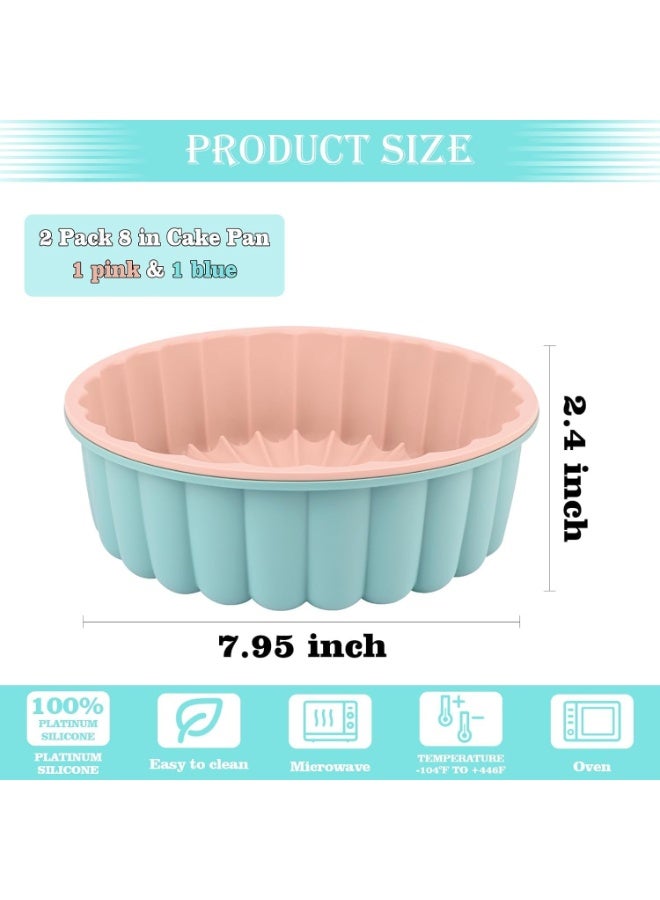 ChicAbode 2 Pcs Cake Pan Silicone, 8 Inch Round Cake Pan, Nonstick Silicone Cake Molds for Cheese Cake, Chocolate Cake, Rainbow Cakes, Strawberry Shortcake, Brownie Tart Pie - Image 3
