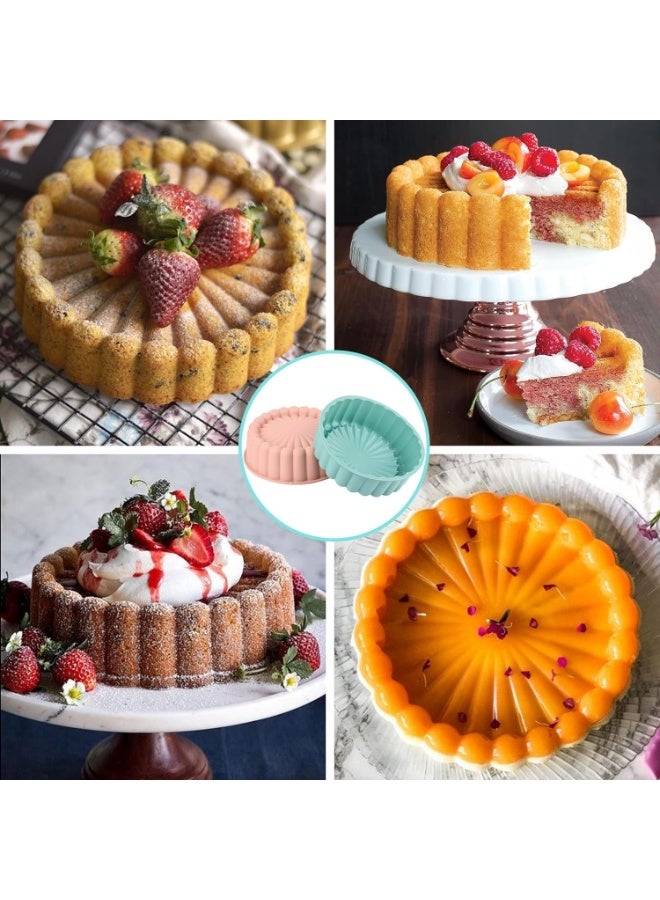 ChicAbode 2 Pcs Cake Pan Silicone, 8 Inch Round Cake Pan, Nonstick Silicone Cake Molds for Cheese Cake, Chocolate Cake, Rainbow Cakes, Strawberry Shortcake, Brownie Tart Pie - Image 5