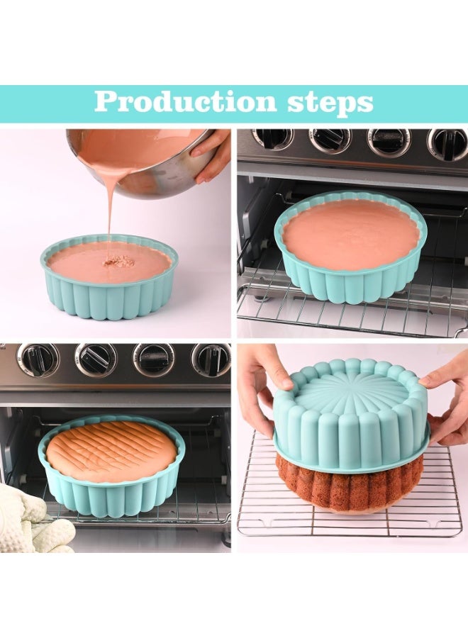 ChicAbode 2 Pcs Cake Pan Silicone, 8 Inch Round Cake Pan, Nonstick Silicone Cake Molds for Cheese Cake, Chocolate Cake, Rainbow Cakes, Strawberry Shortcake, Brownie Tart Pie - Image 4