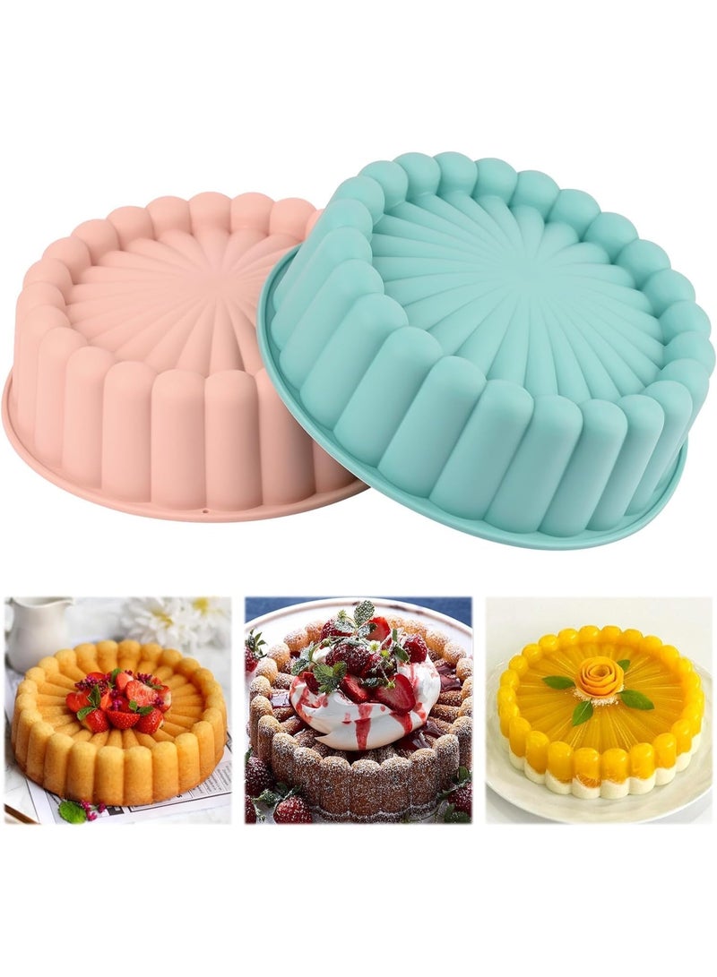 ChicAbode 2 Pcs Cake Pan Silicone, 8 Inch Round Cake Pan, Nonstick Silicone Cake Molds for Cheese Cake, Chocolate Cake, Rainbow Cakes, Strawberry Shortcake, Brownie Tart Pie - Image 1