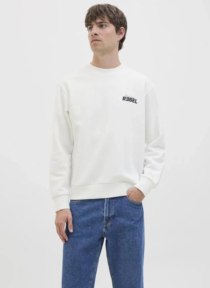 Text Print Regular Fit Crew Neck Sweatshirt
