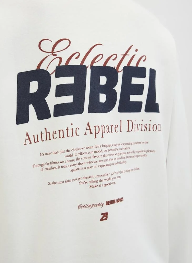 JJ Rebel  Text Print Regular Fit Crew Neck Sweatshirt for Men | Best Price UAE