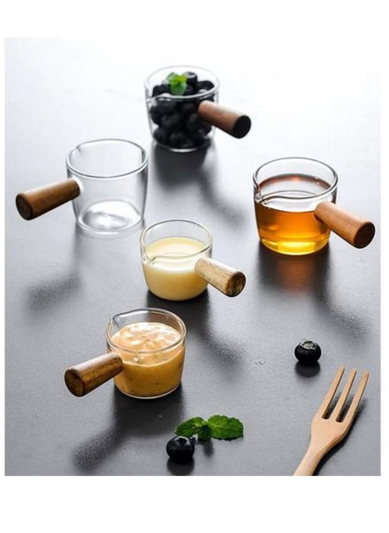 Generic Pyrex cup with wooden handle, 75 ml  - Image 1
