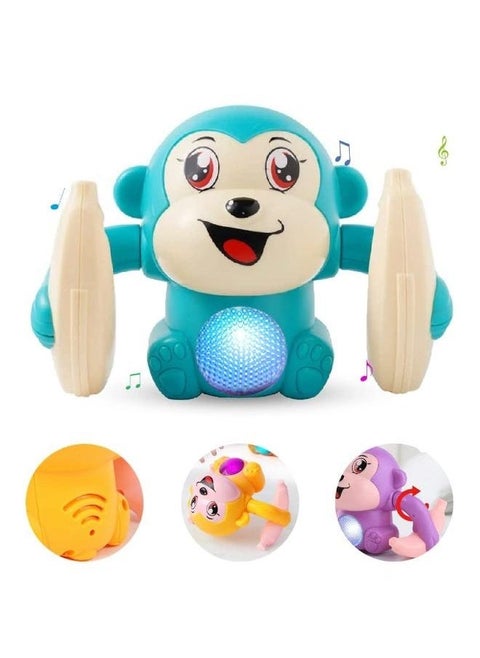 Bzkid Dancing Monkey Toy with Voice/Touch Sensor, Rolling & Spinning Monkey Doll Toy, Light & Sound Effect Toys for Toddler, Voice Controlled Banana Sensored Monkey, Durable ABS Plastic - WITH BATTERY