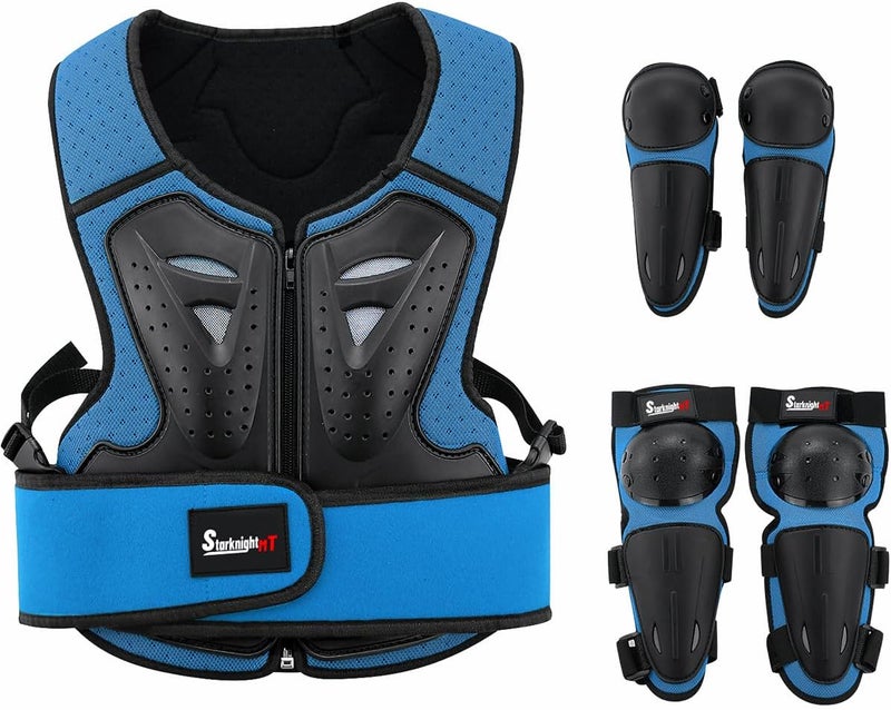 StarknightMT Kids Motorcycle Armor Suit - Blue Protective Gear Set for Dirt Bike, Skateboarding, Skiing - Image 1